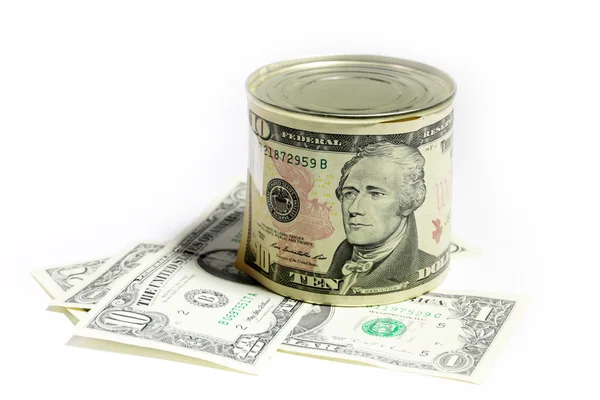 Dollar on the tin — Stock Photo, Image