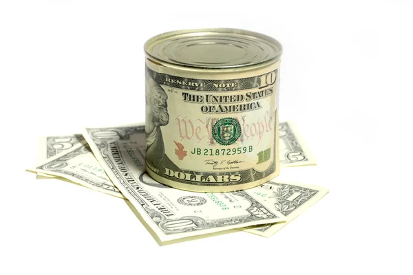Dólar na lata — Fotografia de Stock