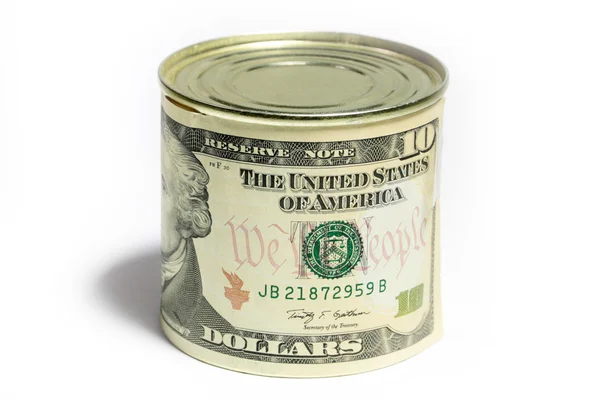 Доллар на жестянке — стоковое фото
