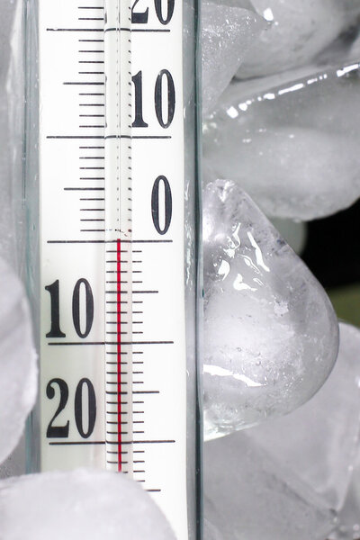 Thermometer and ice