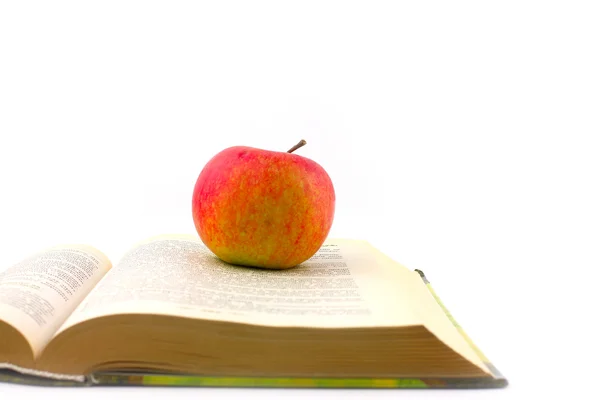 Kniha a apple — Stock fotografie