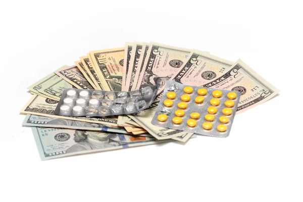Dollars and pills — Stock Photo, Image