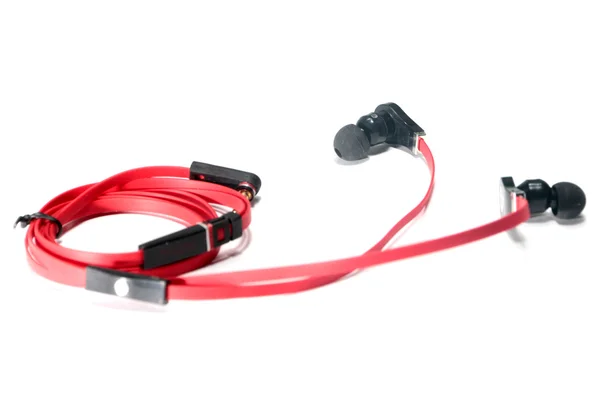 Jasně červená sluchátka — Stock fotografie