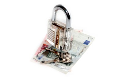 Euro ve kilit ile anahtar taşı