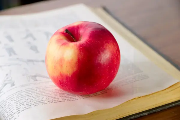 Книга и яблоко — стоковое фото
