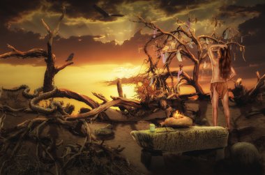 Göl kenarında meditasyon