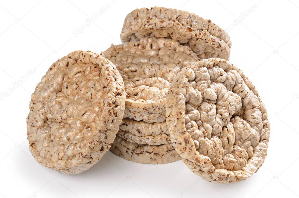 cereals crispbread on white background with soft shadow