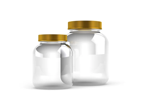 Glass Jars with gold covers — Stock Photo, Image