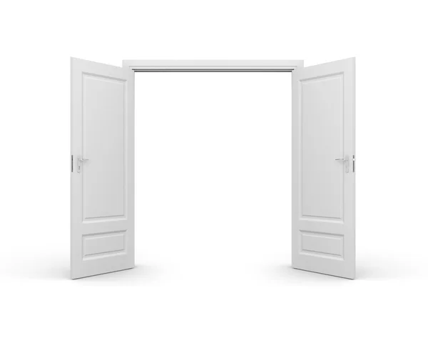 Beyaz üzerine açılan kapı — Stok fotoğraf