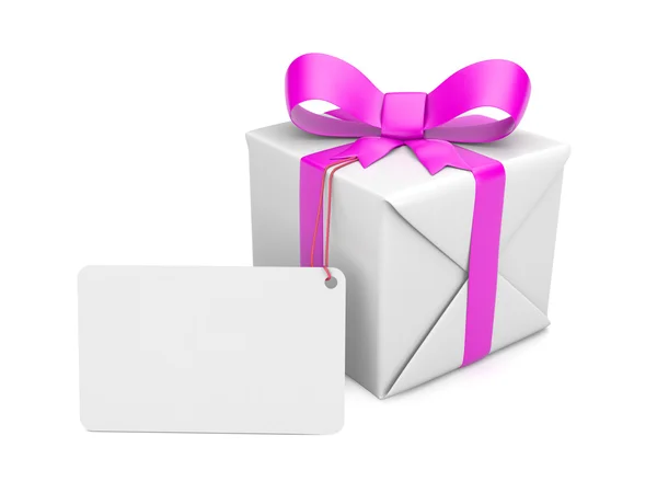 Gift box with label — Stock Photo, Image