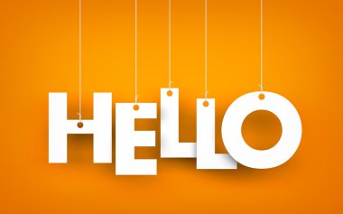 Word halatlar üzerinde asılı Merhaba