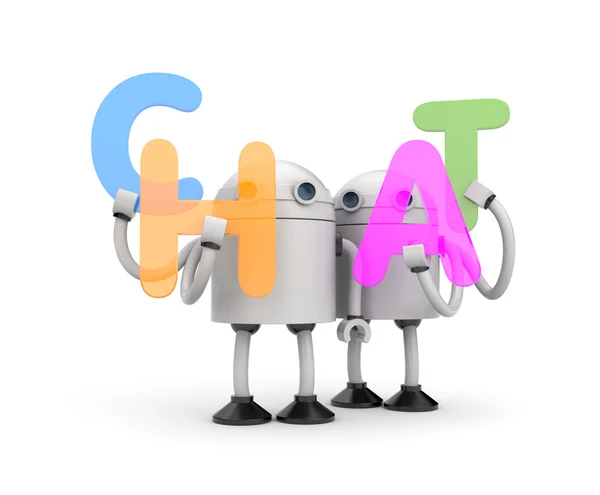 Grupo de robôs com palavra CHAT — Fotografia de Stock