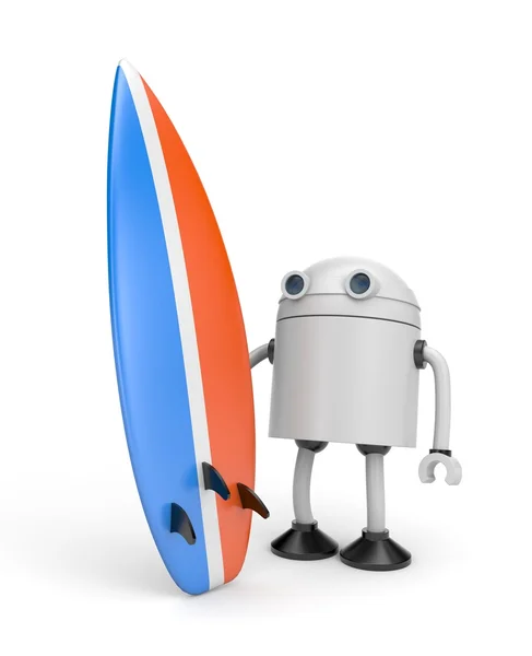 Robot haast zich om te surfen — Stockfoto