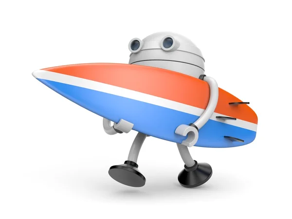 Roboter eilt zum Surfen — Stockfoto