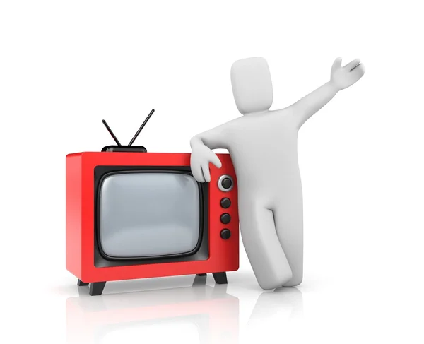 Person med retro-Tv — Stockfoto