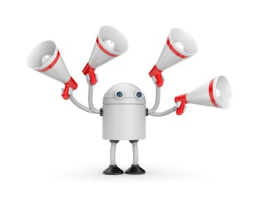 Robot megafon ile. 3D çizim