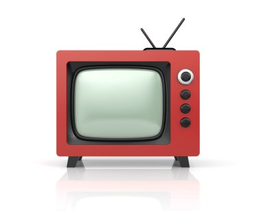 Kırmızı retro Tv. 3d çizim