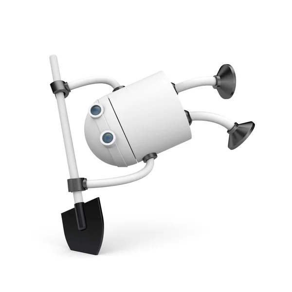 Robot with shovel. 3d illustration — Stock Photo, Image