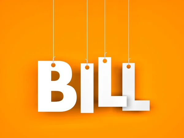 Bill - slovo zavěšené na lanech — Stock fotografie