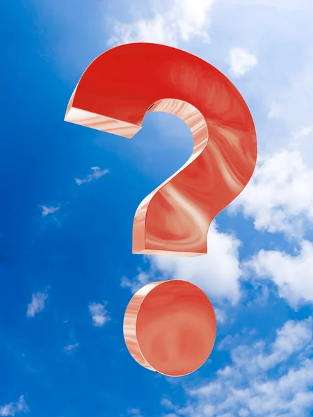 Big red question soars in the sky — Stock Photo, Image