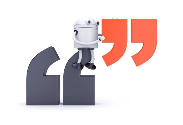 Robot and Quotation Marks — Stock Photo, Image