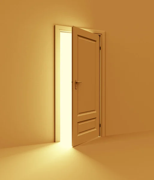 Oranžový pokoj s otevřené dveře — Stock fotografie