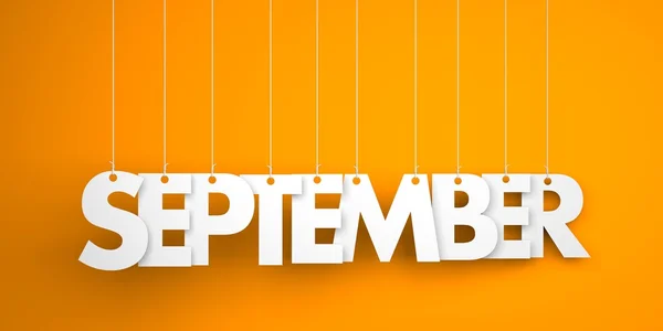 September - text hanging on strings — Stock Photo, Image