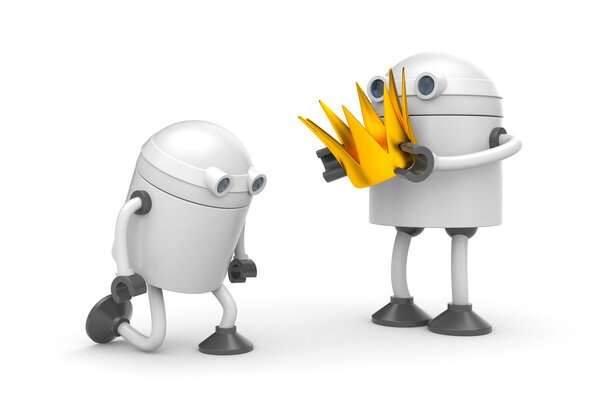 Роботы с королём
