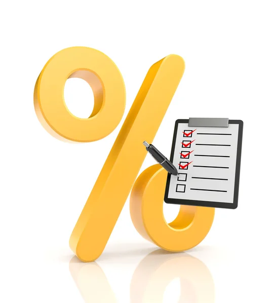 Percent symbol with clipboard — Stock Photo, Image