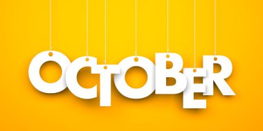 October. Text hanging on strings clipart