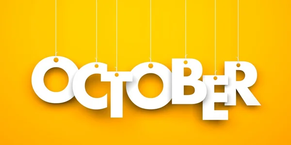 October. Text hanging on strings — Stock Photo, Image