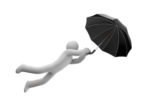 Человек, летящий на зонтике — стоковое фото
