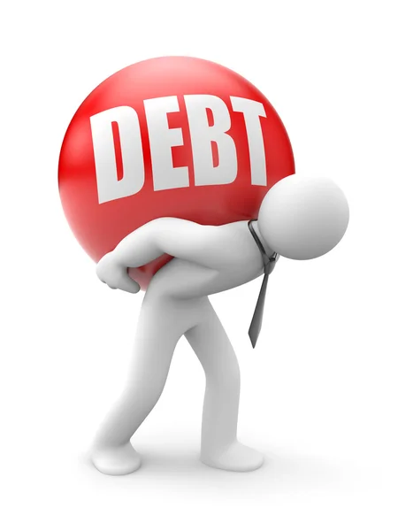 Person with Debt ball — Stock Photo, Image