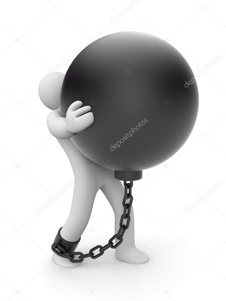 Man trapped with metal ball