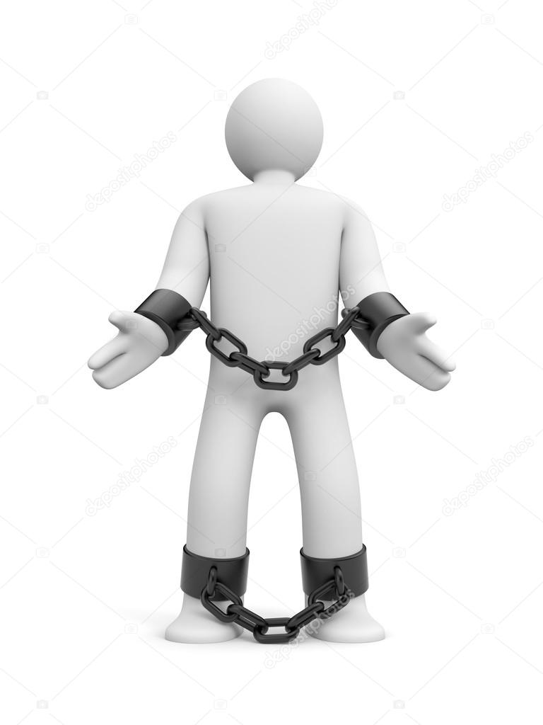 Man bound in chains