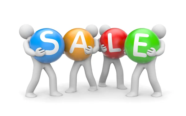 People hold spheres with word sale — Stock Photo, Image