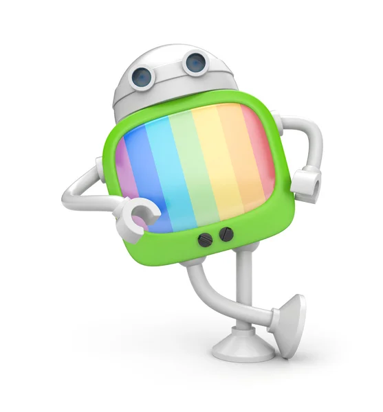 テレビや android のロボット — ストック写真