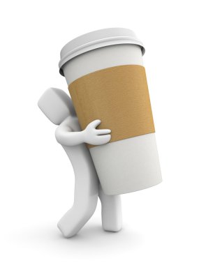 Person carries cup of coffee clipart