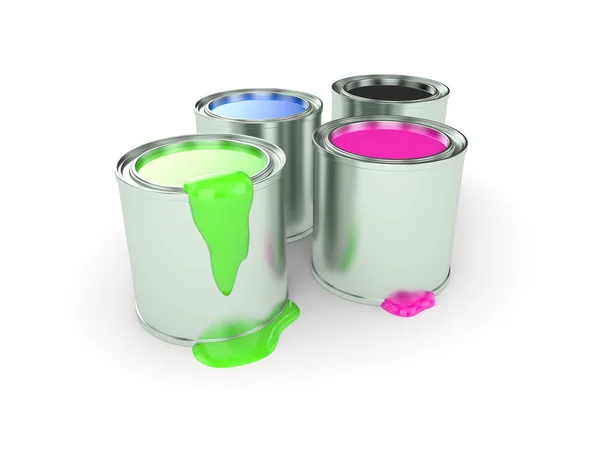 Latas con pintura colorida — Foto de Stock