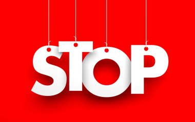 STOP text hanging on rope clipart