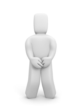 3d character with bladder control problem clipart