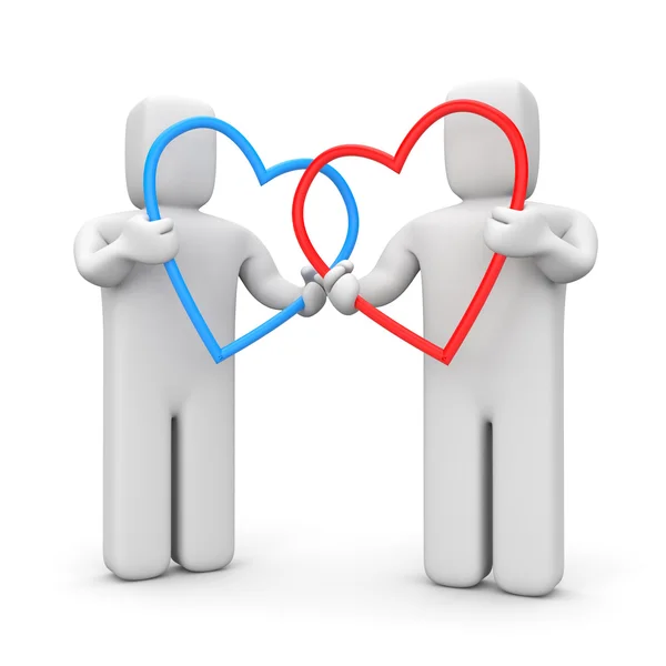 Couple with hearts — Stock Photo, Image