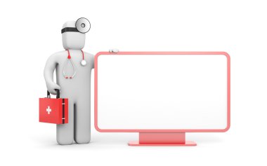 Doktor ile beyaz üzerinde billboard