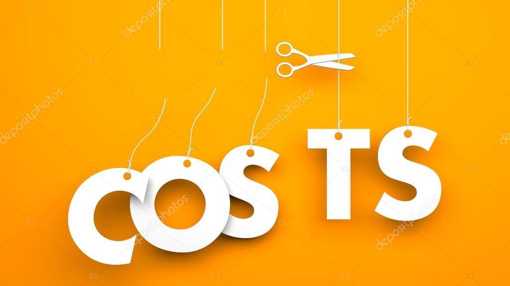 Scissors cuts word COSTS