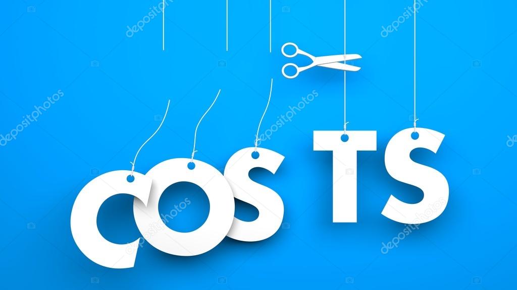Scissors cuts word COSTS