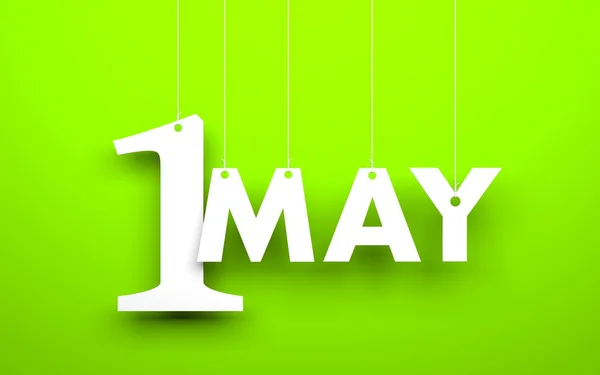 Word "1 may" suspended by ropes — Stock Photo, Image