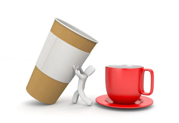 3D-karakter en koffie — Stockfoto