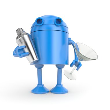 Kokteyl shaker ve cam ile robot