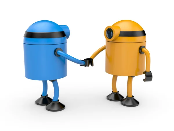 握手。2 台のロボットの連合 — ストック写真