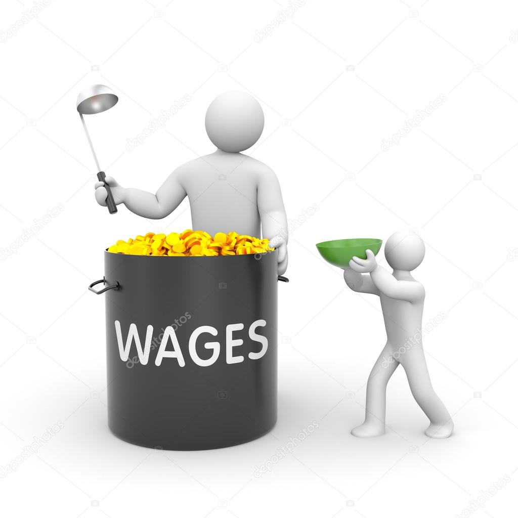 The distribution of wages  with gold coins